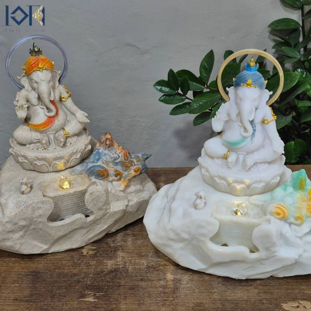 น้ำล้นตั้งโต๊ะ EAKGIFT รุ่นPM002W สไตล์โมเดิร์น น้ำพุพระพิฆเนศเสริมฮวงจุ้ย