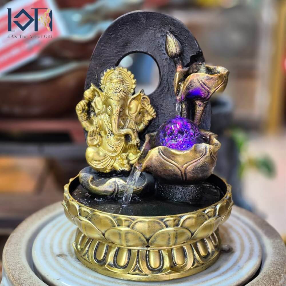 น้ำพุน้ำล้นตั้งโต๊ะ EAKGIFT รุ่น 23229A พระพิฆเนศเสริมฮวงจุ้ยตกแต่งบ้าน ของขวัญมงคล_7