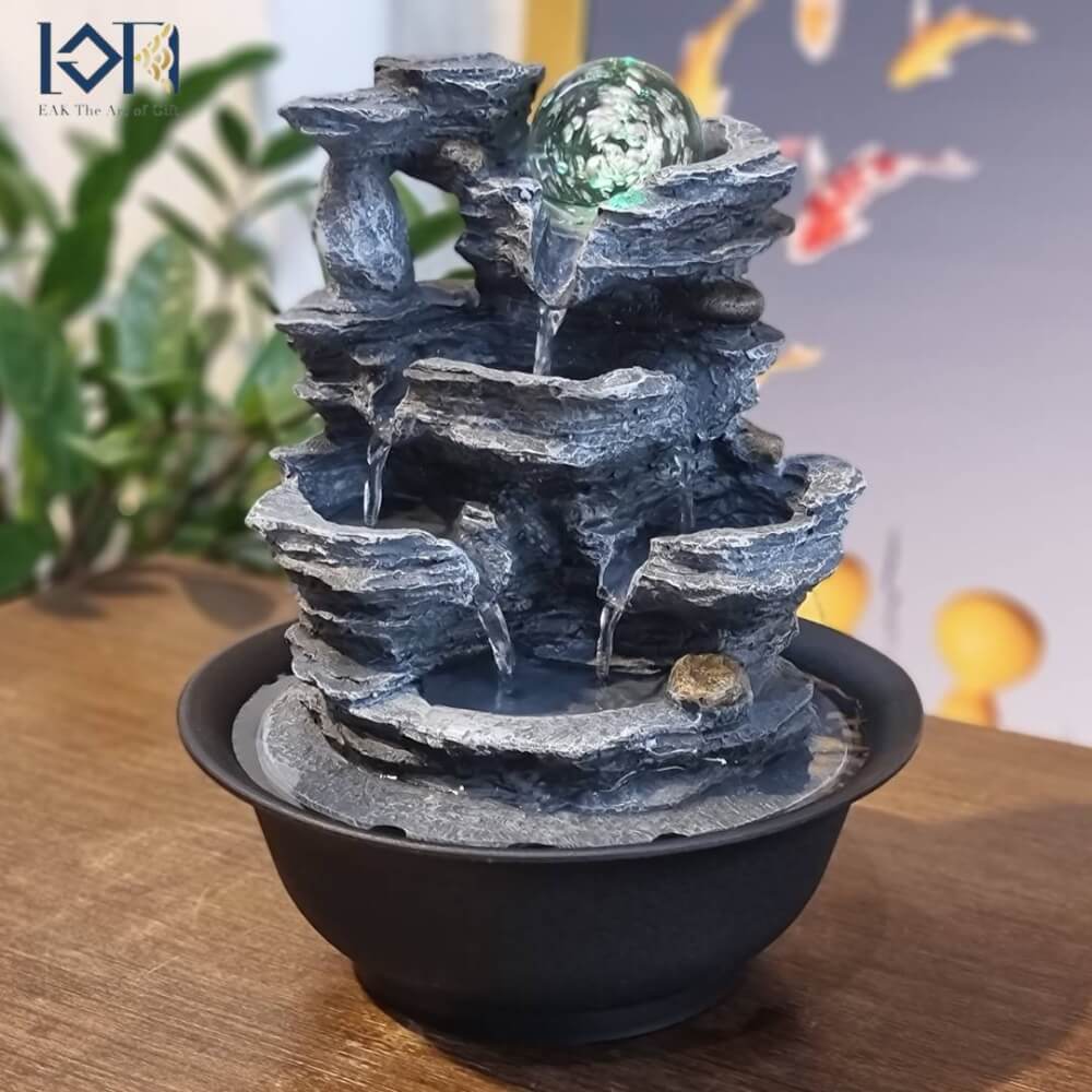 น้ำพุตั้งโต๊ะ EAKGIFT รุ่น22052 สไตล์คลาสสิก มีลูกแก้วหมุนเสริมฮวงจุ้ย