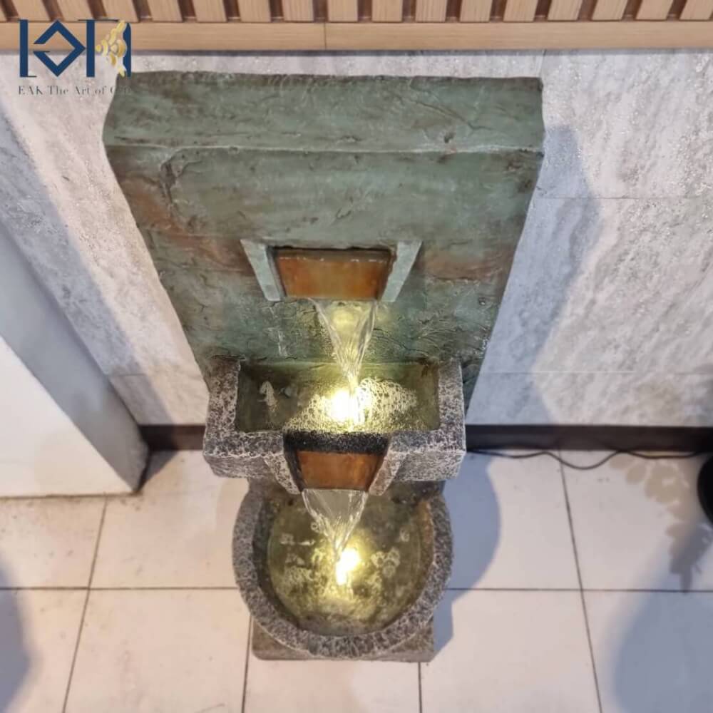 น้ำพุตั้งพื้นเสริมฮวงจุ้ย EAKGIFT รุ่น2404 สไตล์ธรรมชาติคลาสสิก