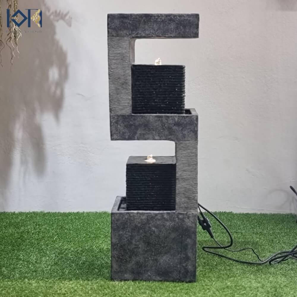 น้ำพุตั้งพื้นแต่งบ้าน EAKGIFT รุ่นMZ14467GA สไตล์เลขมงคลเลข5พลังงานบวก เสริมฮวงจุ้ย