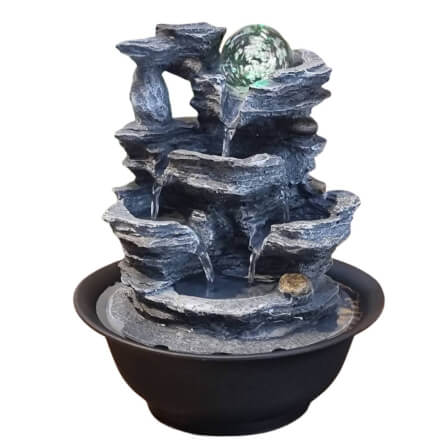 น้ำพุตั้งโต๊ะ EAKGIFT รุ่น22052 สไตล์คลาสสิก มีลูกแก้วหมุนเสริมฮวงจุ้ย_0