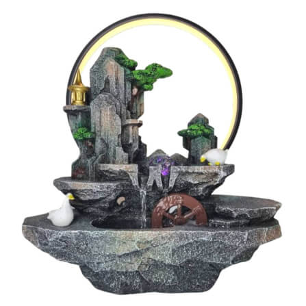 น้ำพุตั้งโต๊ะ EAKGIFT รุ่น7130 สไตล์ธรรมชาติมีกังหังหมุน วงไฟ LED_0