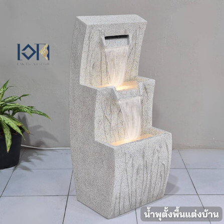 น้ำพุตั้งพื้นเสริมฮวงจุ้ย EAKGIFT รุ่นMZ16327GC สไตล์โมเดิร์น ลายรวงข้าวความหมายดี_1