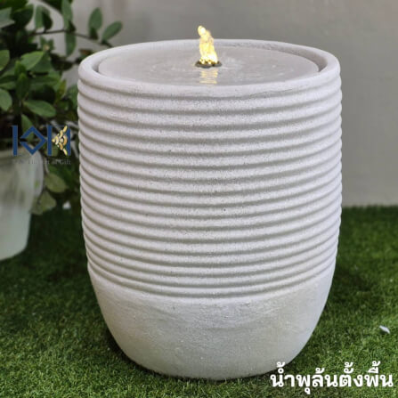 น้ำพุล้นตั้งพื้นเสริมฮวงจุ้ย EAKGIFT รุ่น2591WK สไตล์โมเดิร์นทรงกลมสีขาวควัน_1