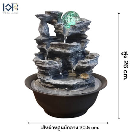 น้ำพุตั้งโต๊ะ EAKGIFT รุ่น22052 สไตล์คลาสสิก มีลูกแก้วหมุนเสริมฮวงจุ้ย_2