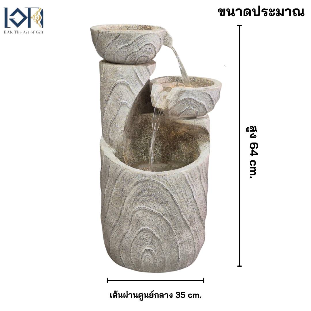 น้ำพุตั้งพื้นเสริมฮวงจุ้ย EAKGIFT รุ่นMZ16518GA อ่างน้ำล้นวางหน้าบ้าน ตกแต่งบ้าน สวน_2