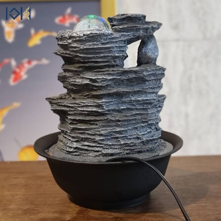 น้ำพุตั้งโต๊ะ EAKGIFT รุ่น22052 สไตล์คลาสสิก มีลูกแก้วหมุนเสริมฮวงจุ้ย_4