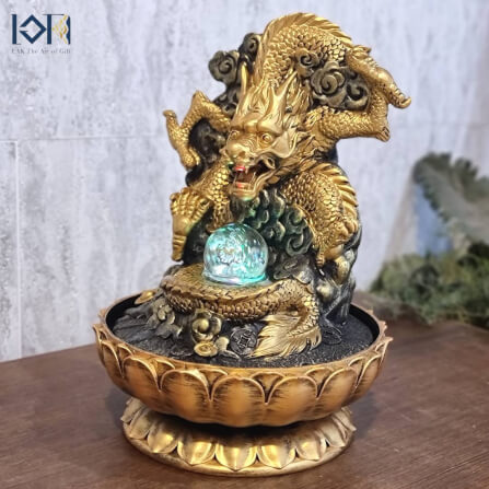 น้ำพุตั้งโต๊ะเสริมฮวงจุ้ย EAKGIFT รุ่น19001 สีทอง น้ำพุมังกรเสริมความยิ่งใหญ่บารมี_4
