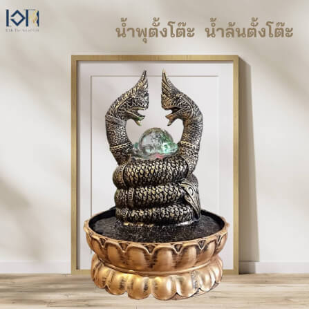 น้ำพุตั้งโต๊ะ EAKGIFT รุ่น24011 น้ำพุพญานาคมีลูกแก้วหมุนเสริมฮวงจุ้ย_4