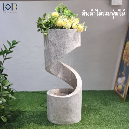 น้ำพุตั้งพื้นเสริมฮวงจุ้ย EAKGIFT รุ่นMZ14005GD สไตล์โมเดิร์นสีขาวเลียนแบบหินทราย_4