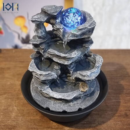 น้ำพุตั้งโต๊ะ EAKGIFT รุ่น22052 สไตล์คลาสสิก มีลูกแก้วหมุนเสริมฮวงจุ้ย_5