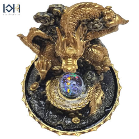 น้ำพุตั้งโต๊ะเสริมฮวงจุ้ย EAKGIFT รุ่น19001 สีทอง น้ำพุมังกรเสริมความยิ่งใหญ่บารมี_6