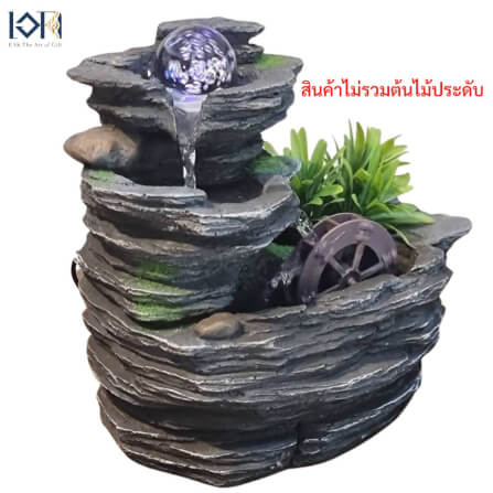 น้ำพุตั้งโต๊ะเสริมฮวงจุ้ย EAKGIFT รุ่น22062 สไตล์คลาสสิกมีกังหันวิดเงิน_7