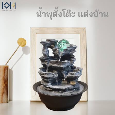 น้ำพุตั้งโต๊ะ EAKGIFT รุ่น22052 สไตล์คลาสสิก มีลูกแก้วหมุนเสริมฮวงจุ้ย_9
