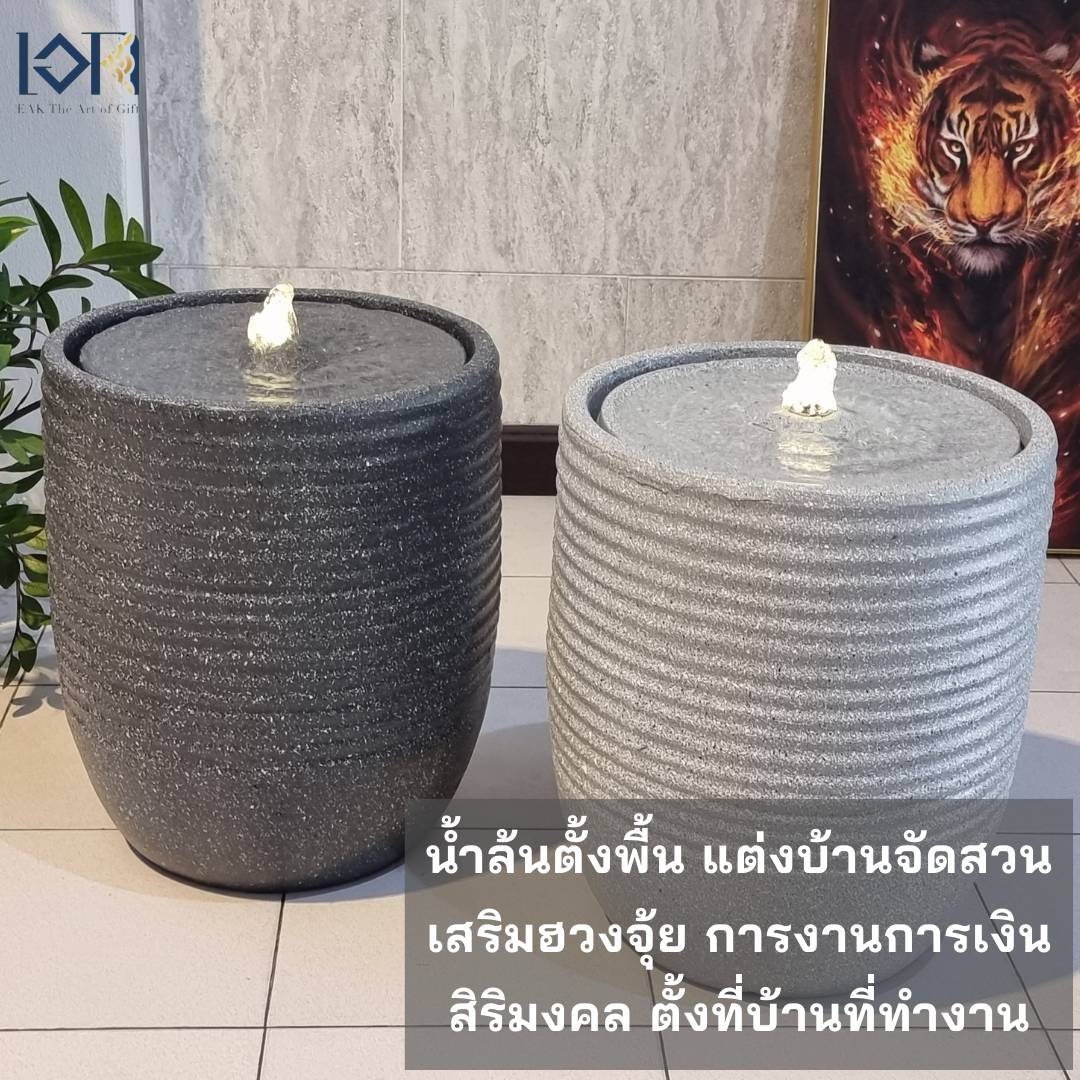 น้ำพุตั้งพื้นเสริมฮวงจุ้ย EAKGIFT รุ่น2591สีดำ สไตล์โมเดิร์น อ่างน้ำล้นทรงกลมตกแต่งบ้าน_7