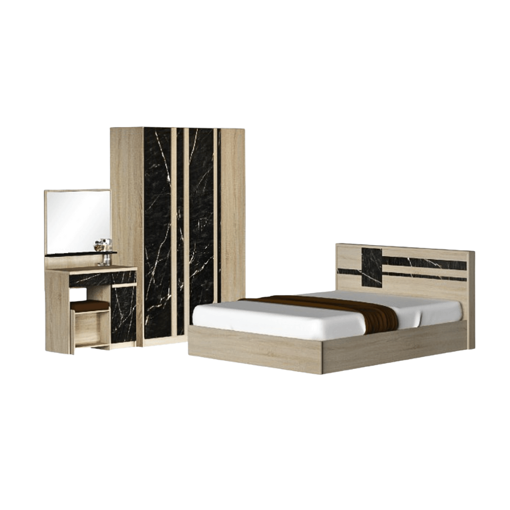 ชุดห้องนอน + ที่นอน 6 ฟุต WISDOM DESIGN FURNITURE รุ่น GALAXY สี โซลิค/หิน