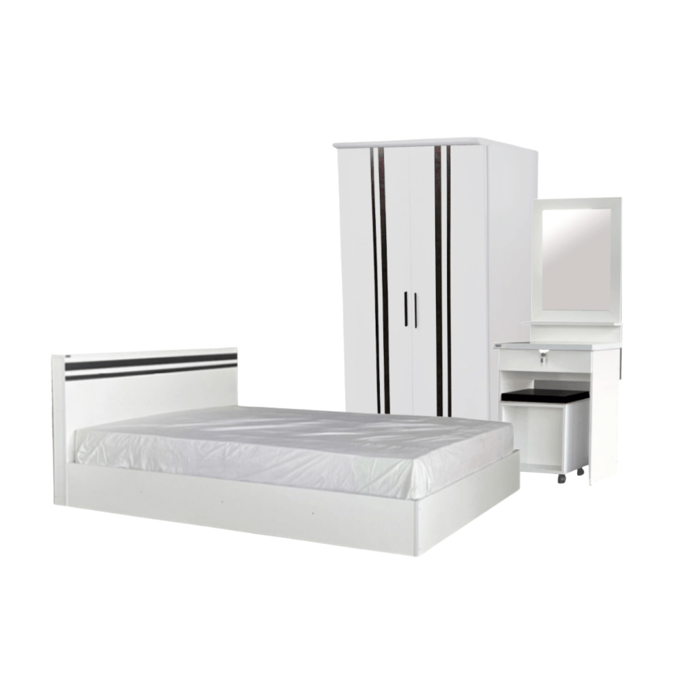 ชุดห้องนอน + ที่นอน PVC 5 ฟุต WISDOM DESIGN FURNITURE รุ่น ECO สี ขาว_0