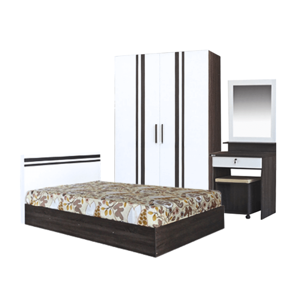 ชุดห้องนอน + ที่นอน PVC 6 ฟุต WISDOM DESIGN FURNITURE รุ่น ECO สี แอชบราวน์/ขาว_0