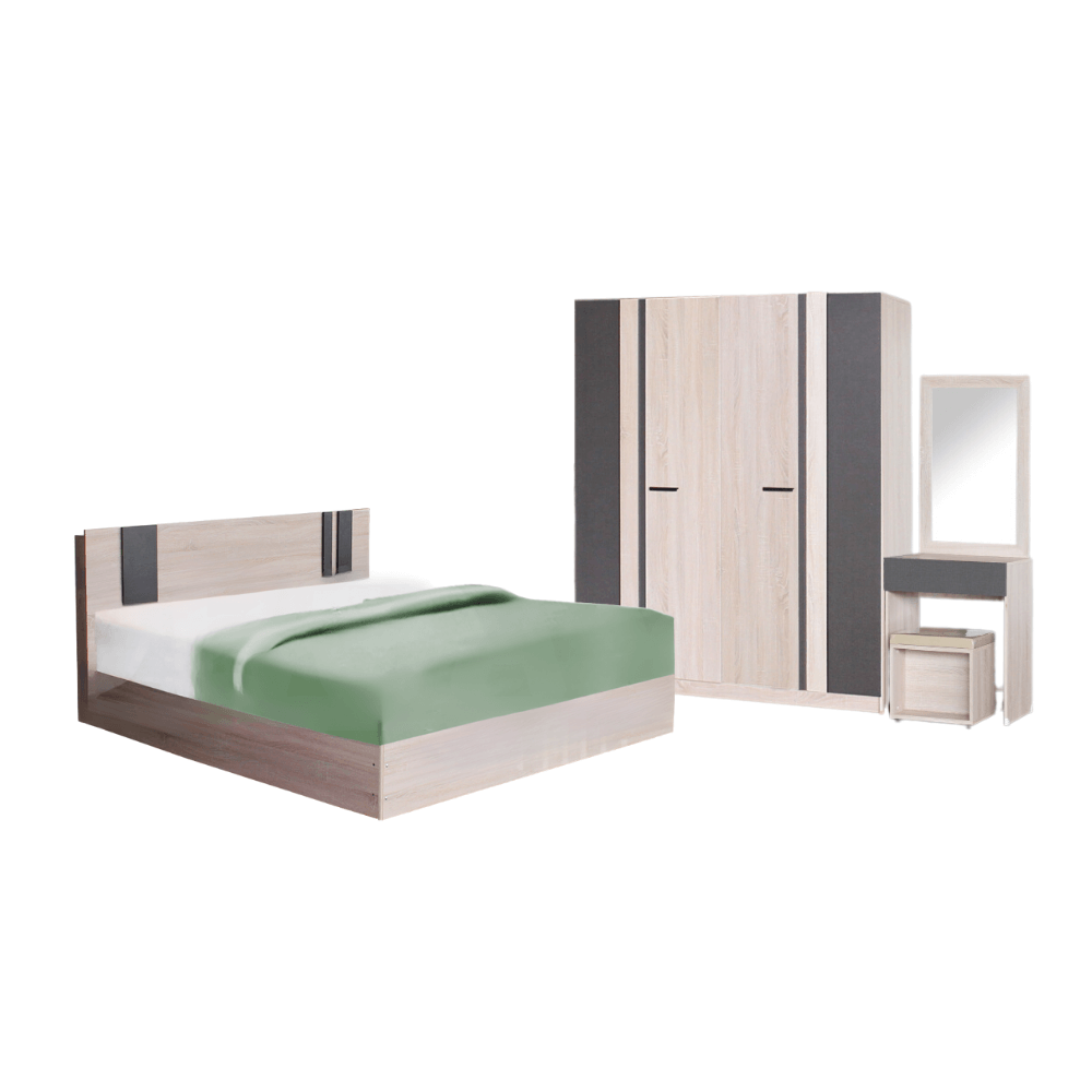 ชุดห้องนอน + ที่นอนสปริง 5 ฟุต WISDOM DESIGN FURNITURE รุ่น GLORY PLUS สี โซลิค/กราไฟท์_0