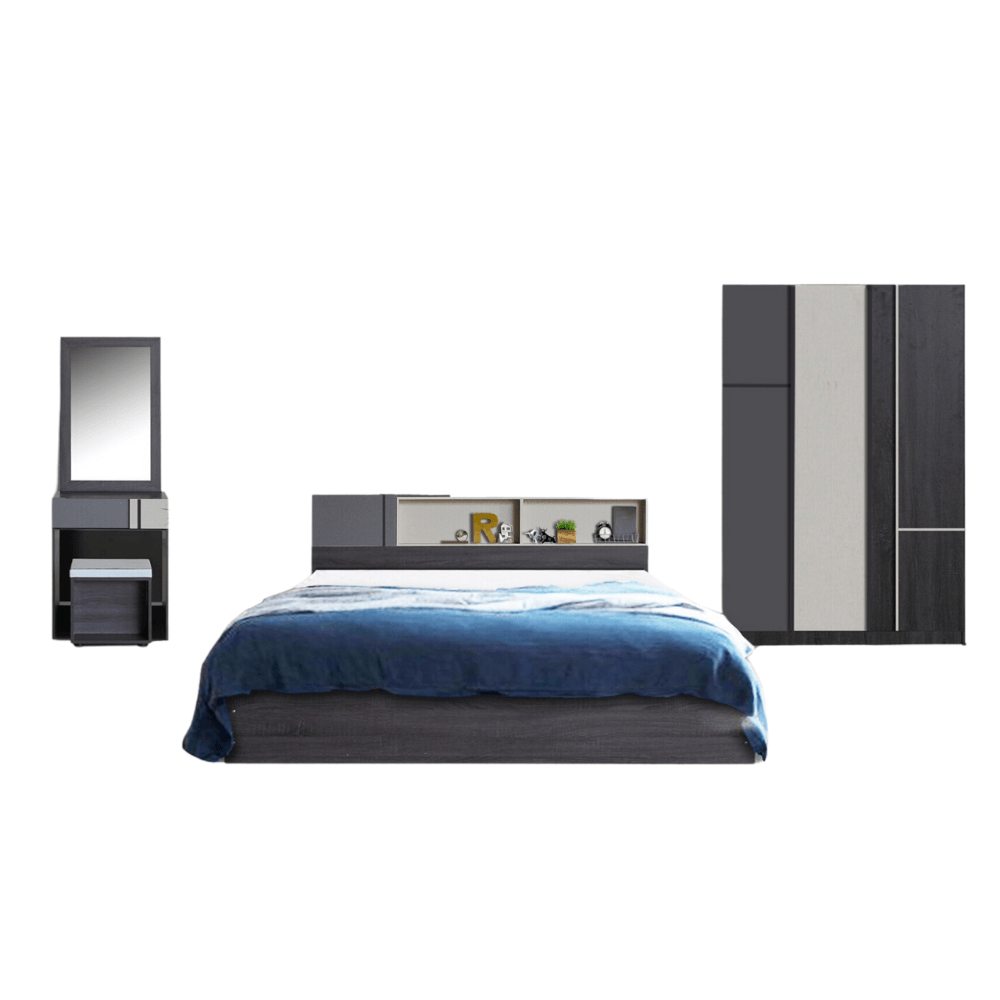 ชุดห้องนอน + ที่นอน PVC 5 ฟุต WISDOM DESIGN FURNITURE รุ่น AVA สี แอชบราวน์_0