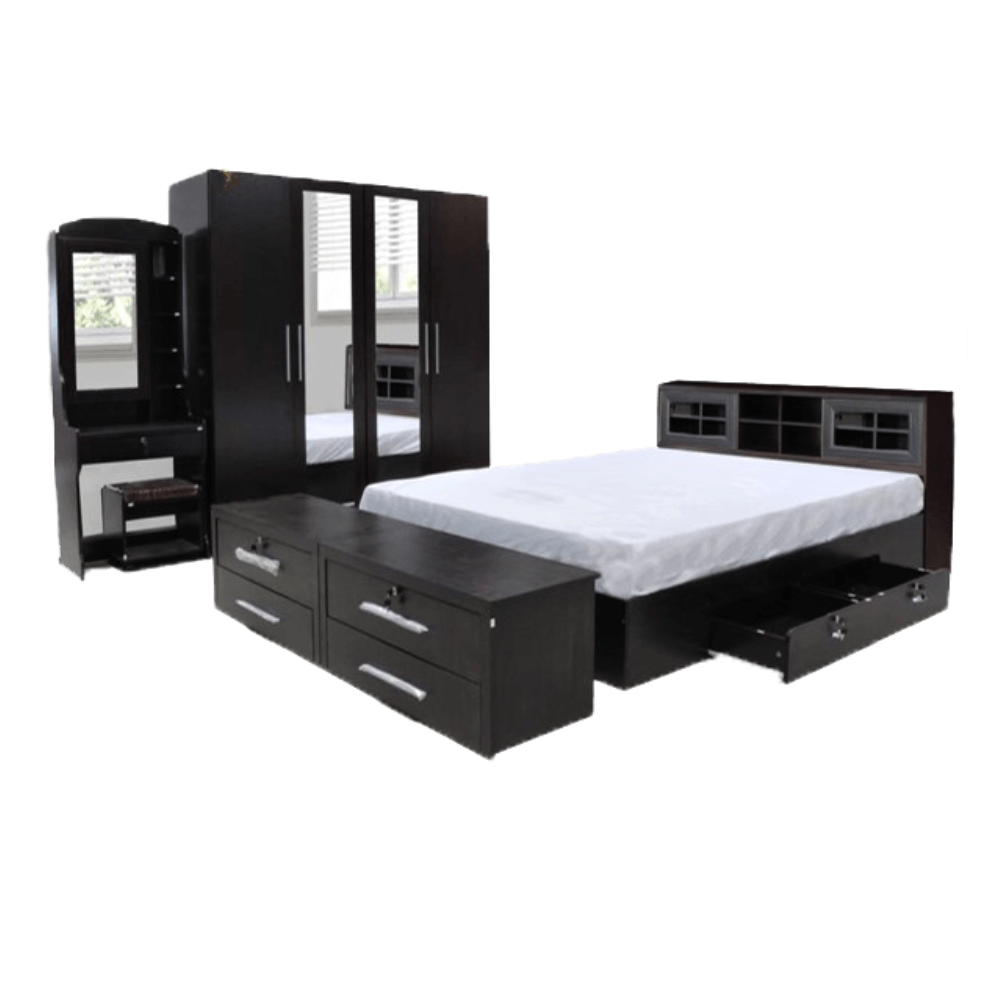 ชุดห้องนอน + ที่นอน PVC 5 ฟุต WISDOM DESIGN FURNITURE รุ่น SALON SLIDE สี โอ๊ค_0