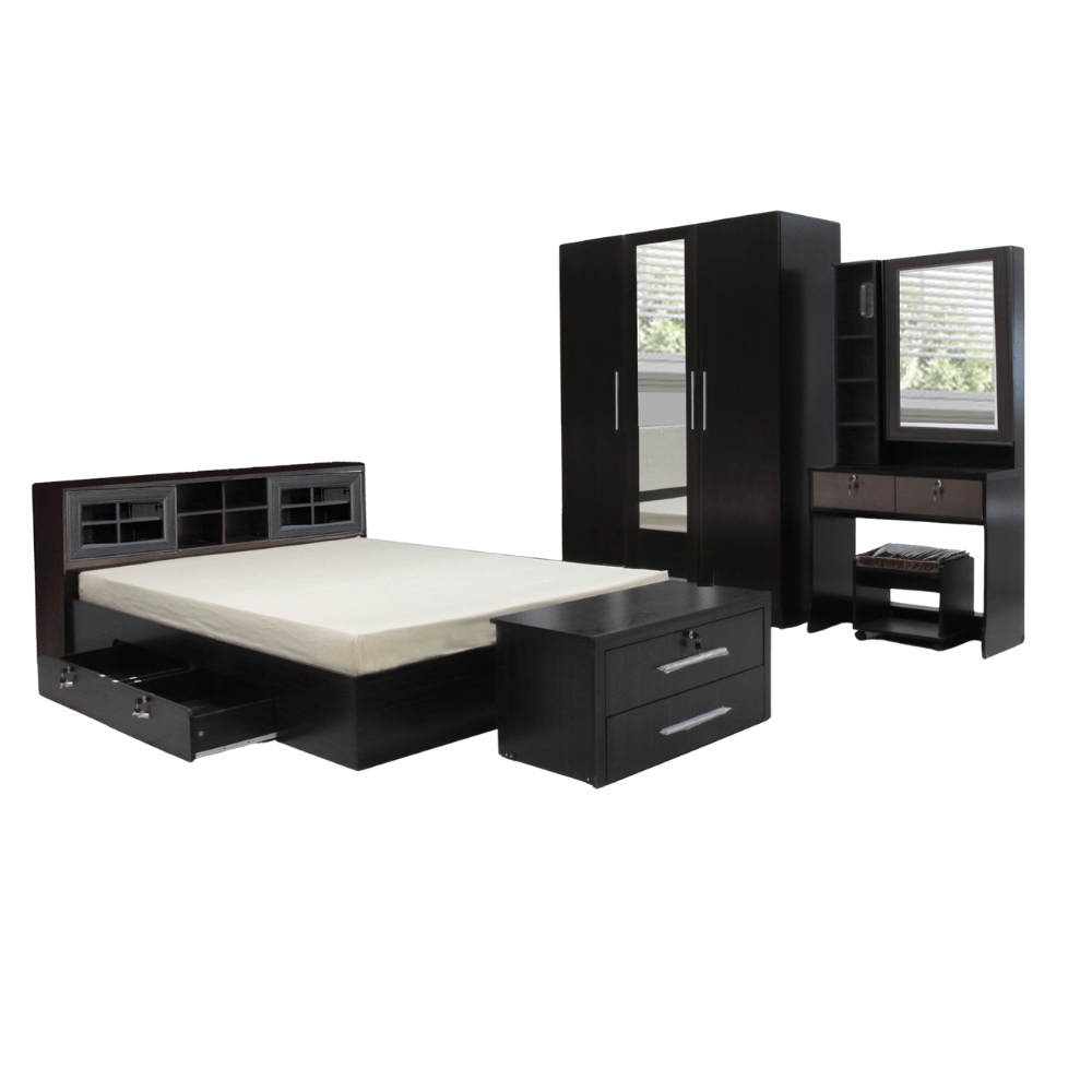 ชุดห้องนอน + ที่นอน PVC 6 ฟุต WISDOM DESIGN FURNITURE รุ่น RADDER สีโอ๊ค_0