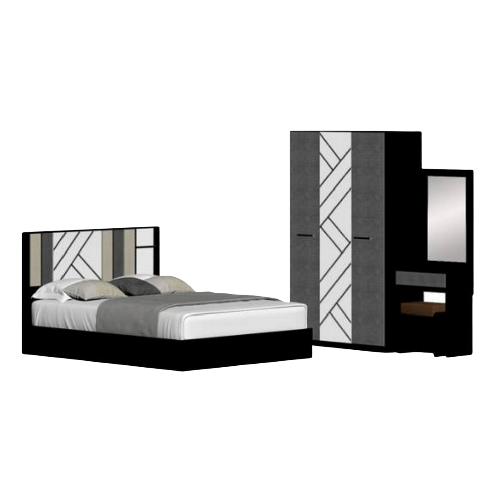 ชุดห้องนอน + ที่นอน PVC 5 ฟุต WISDOM DESIGN FURNITURE รุ่น JERRY สีโอ๊ค/กราไฟท์_0