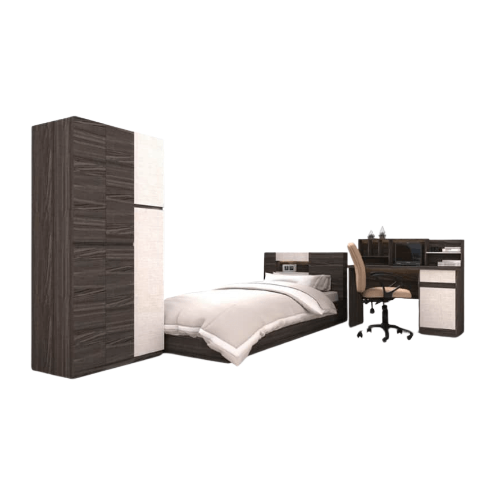 ชุดห้องนอน 3.5 ฟุต WISDOM DESIGN FURNITURE รุ่น SCOOBY สีไลท์เวงเก้/แฟบริค_0