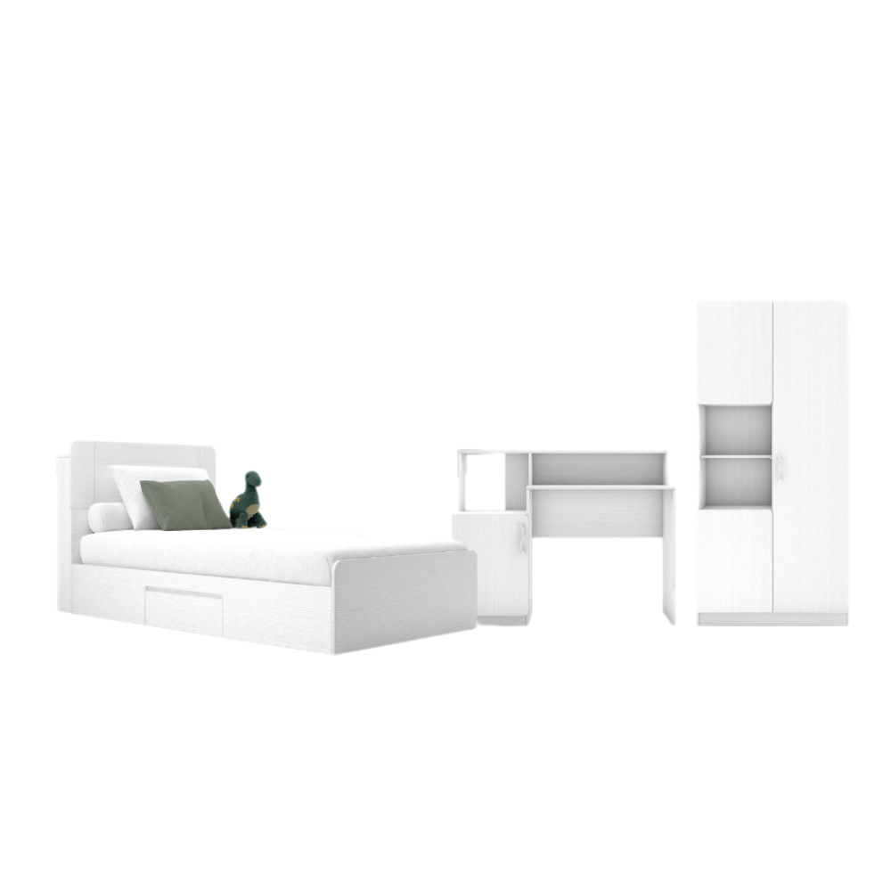 ชุดห้องนอน + ที่นอน PVC 3.5 ฟุต WISDOM DESIGN FURNITURE รุ่น FAMINGO1 สีขาว_0