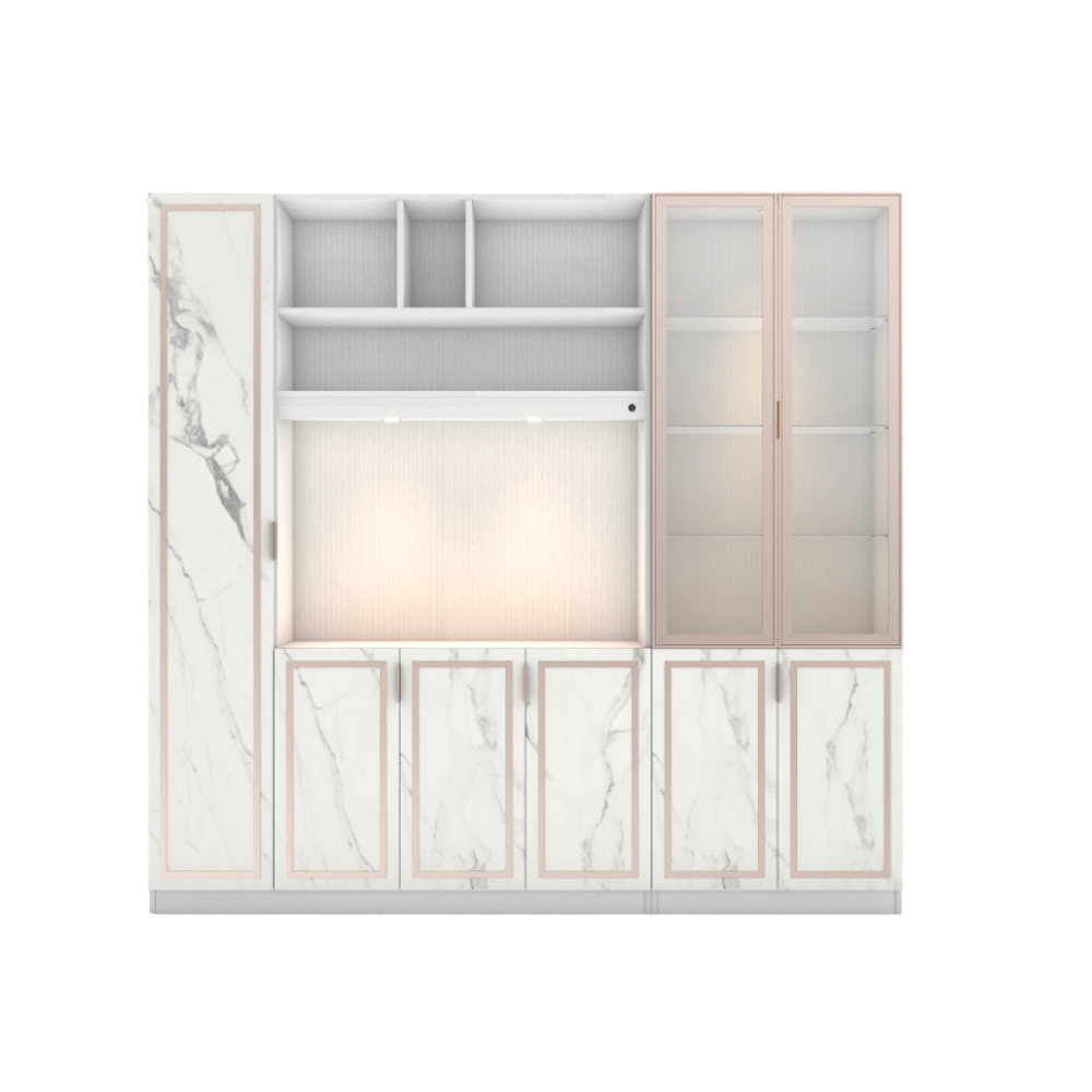 ตู้วางทีวี WISDOM DESIGN FURNITURE รุ่น GW-240 240 ซม. สีขาว/มาร์เบิ้ล/พิงค์โกลด์