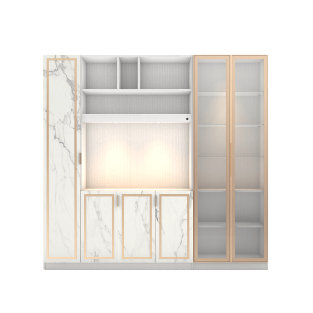 ตู้วางทีวี WISDOM DESIGN FURNITURE รุ่น GW-242 240 ซม. สีขาว/มาร์เบิ้ล/โกลด์