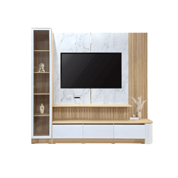 ตู้วางทีวี WISDOM DESIGN FURNITURE รุ่น CARINA 240 ซม. สีมาร์เบิ้ล/ขาว