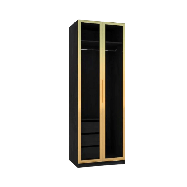 ตู้เสื้อผ้าบานเปิด 2 ประตู WISDOM DESIGN FURNITURE รุ่น GC-801B 80 ซม. สีแอชเกรย์/โกลด์_0