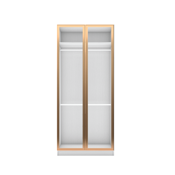 ตู้เสื้อผ้าบานเปิด 2 ประตู WISDOM DESIGN FURNITURE รุ่น GC-1001B 100 ซม. สีขาว/โกลด์_0
