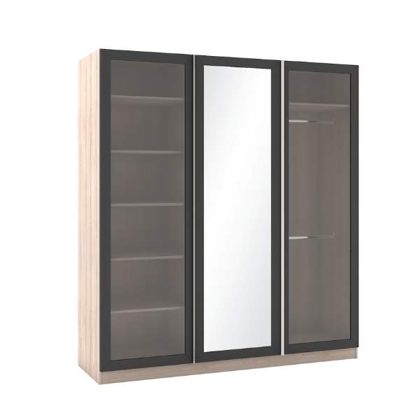 ตู้เสื้อผ้า 3 บานเปิด WISDOM DESIGN FURNITURE รุ่น WR-185 180 ซม. สีโซลิค/กราไฟท์