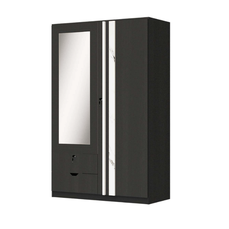 ตู้เสื้อผ้า 2 บานเปิด WISDOM DESIGN FURNITURE รุ่น W1219M 120 ซม. สีโอ๊ค/หินอ่อน