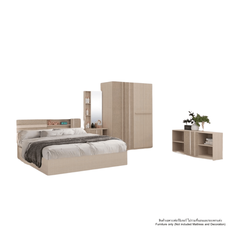ชุดห้องนอน 6 ฟุต WISDOM DESIGN FURNITURE รุ่น LUCIFER สีมาชเมลโล่/คาปูชิโน่_0