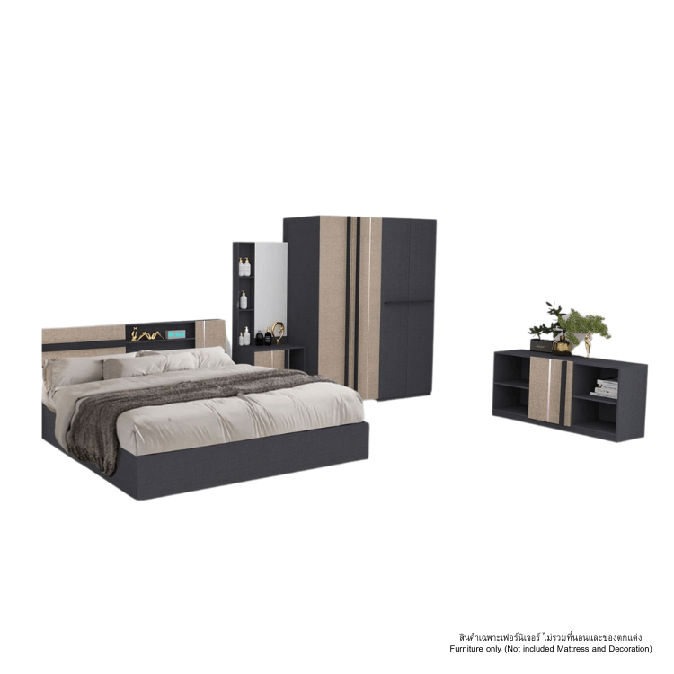ชุดห้องนอน 6 ฟุต WISDOM DESIGN FURNITURE รุ่น LUCIFER สียีนส์/คาปูชิโน่_0