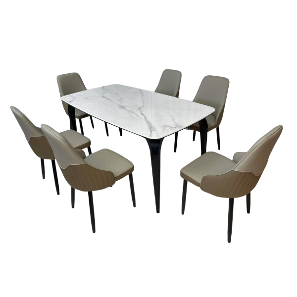ชุดโต๊ะอาหาร 6 ที่นั่ง WISDOM DESIGN FURNITURE รุ่น JACINE 160 ซม. สีขาว