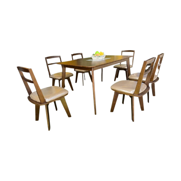 ชุดโต๊ะอาหารไม้ 6 ที่นั่ง WISDOM DESIGN FURNITURE รุ่น HIWAY 150 ซม. สีคาปูชิโน่