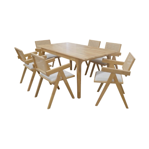 ชุดโต๊ะอาหารไม้ 6 ที่นั่ง WISDOM DESIGN FURNITURE รุ่น YUKI 170 ซม. สีบีช