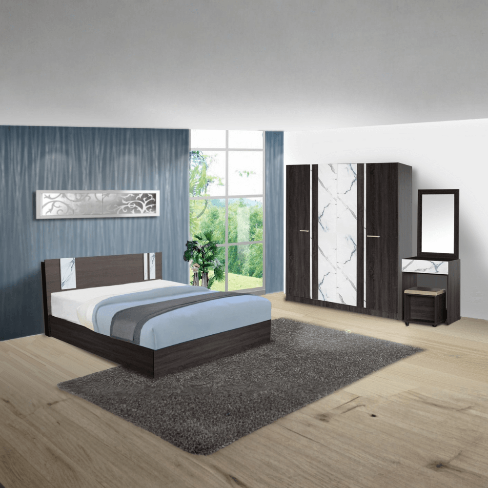 ชุดห้องนอน 6 ฟุต WISDOM DESIGN FURNITURE รุ่น GLORY PLUS สี แอชบราน์/หินอ่อน