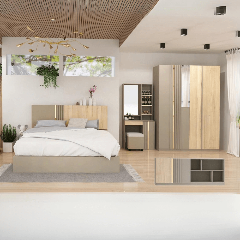 ชุดห้องนอน + ที่นอน 6 ฟุต WISDOM DESIGN FURNITURE รุ่น MARTIN สี โซลิค
