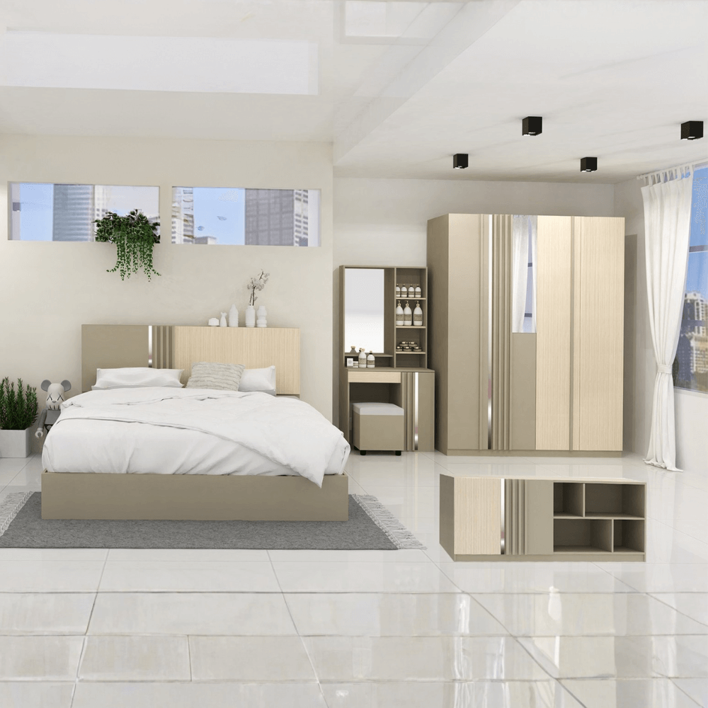 ชุดห้องนอน + ที่นอน PVC 6 ฟุต WISDOM DESIGN FURNITURE รุ่น MARTIN สีโซลิค_1