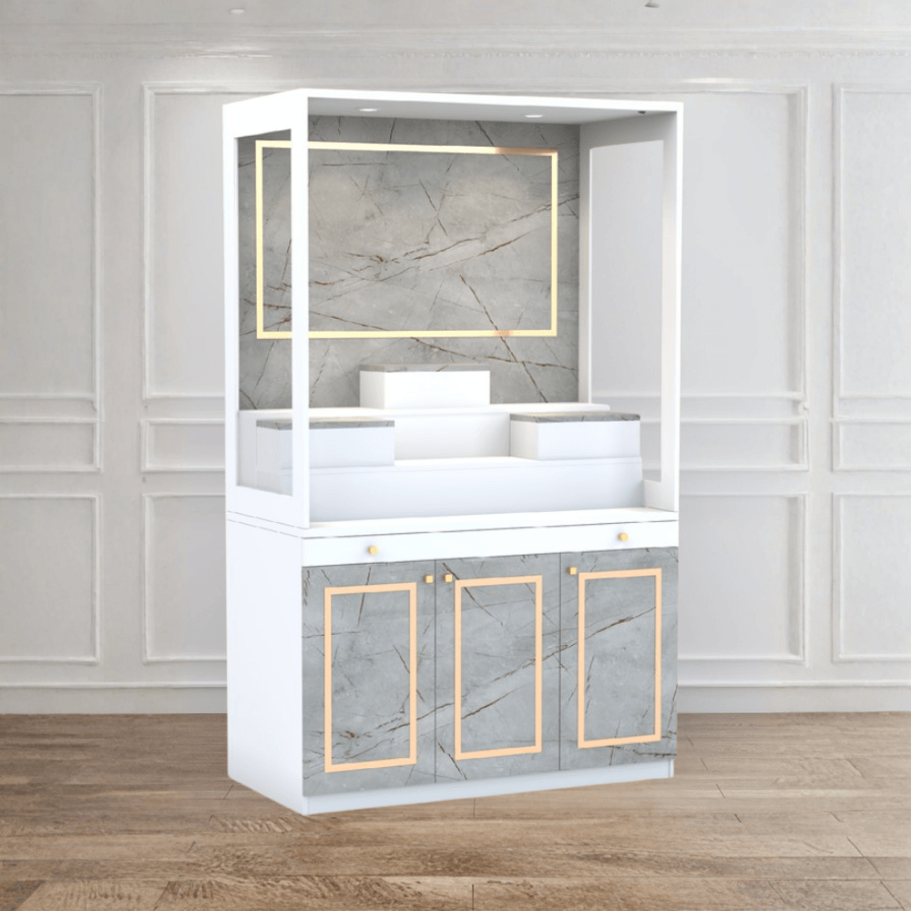 ตู้พระ WISDOM DESIGN FURNITURE รุ่น GO-02 ขนาด 120 ซม. สีขาว/ไลท์มาร์เบิ้ล