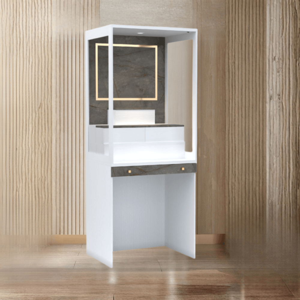 ตู้พระ WISDOM DESIGN FURNITURE รุ่น GO-03A ขนาด 80 ซม. สีขาว/บราวน์มาร์เบิ้ล