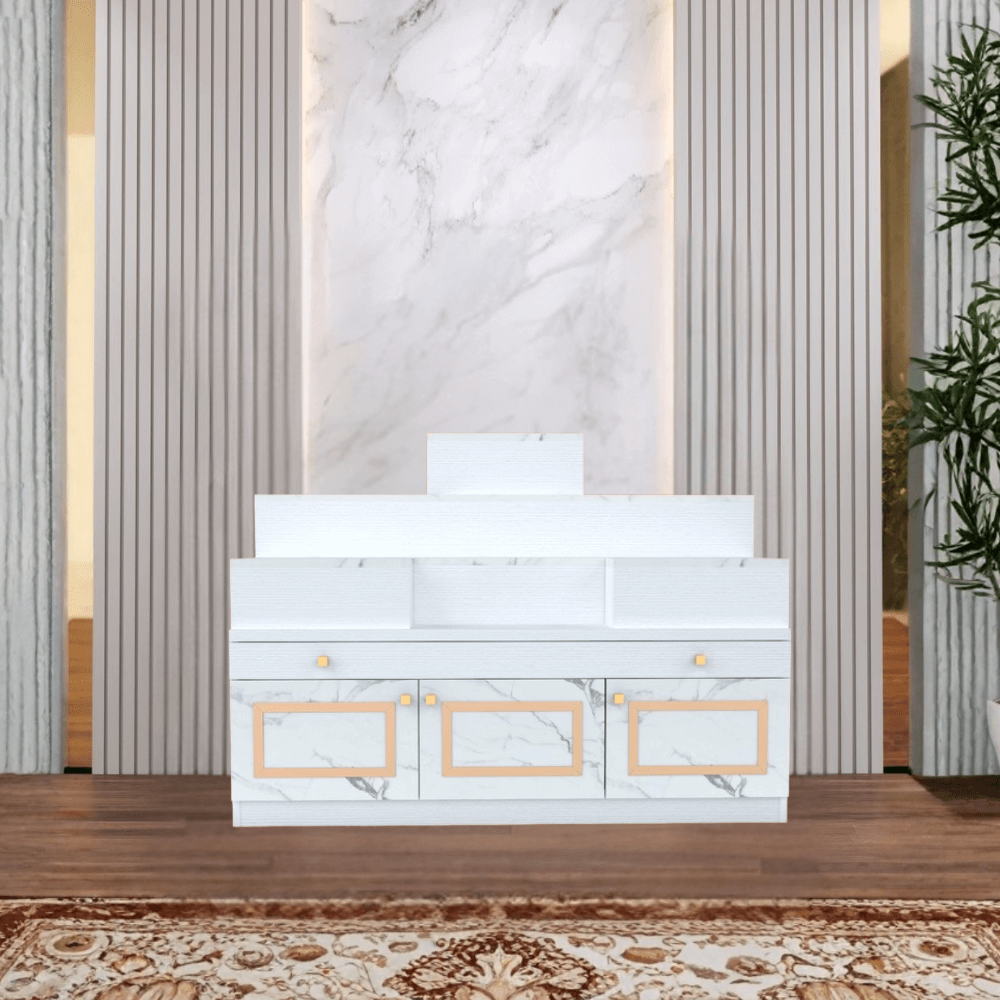 โต๊ะหมู่บูชา WISDOM DESIGN FURNITURE รุ่น GO-04 ขนาด 120 ซม. สีขาว/มาร์เบิ้ล