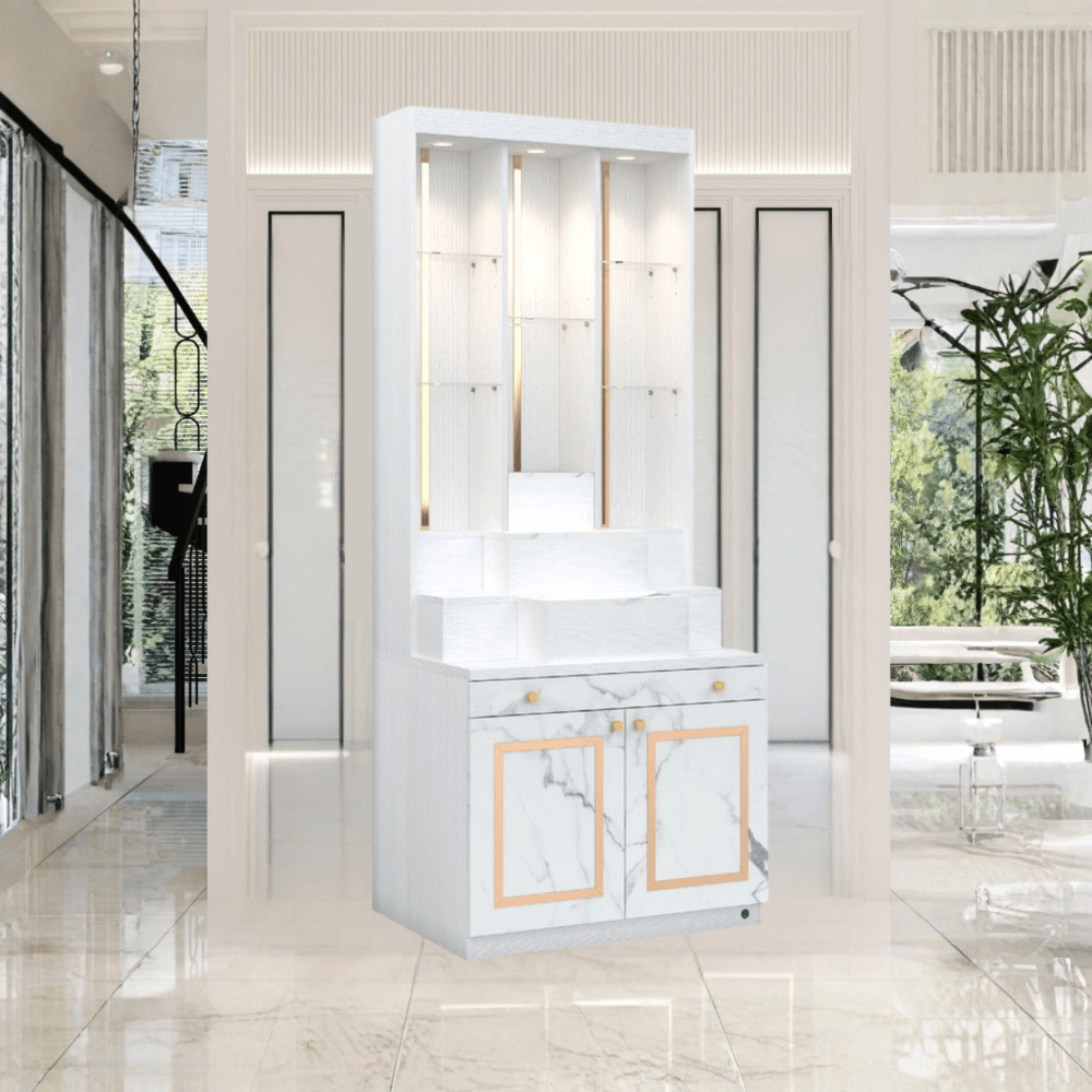 ตู้พระ WISDOM DESIGN FURNITURE รุ่น GO-06 ขนาด 80 ซม. สีขาว/มาร์เบิ้ล/โกลด์