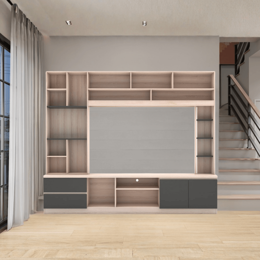 ตู้วางทีวี WISDOM DESIGN FURNITURE รุ่น HT-243A 240 ซม. สีโซลิค/กราไฟท์